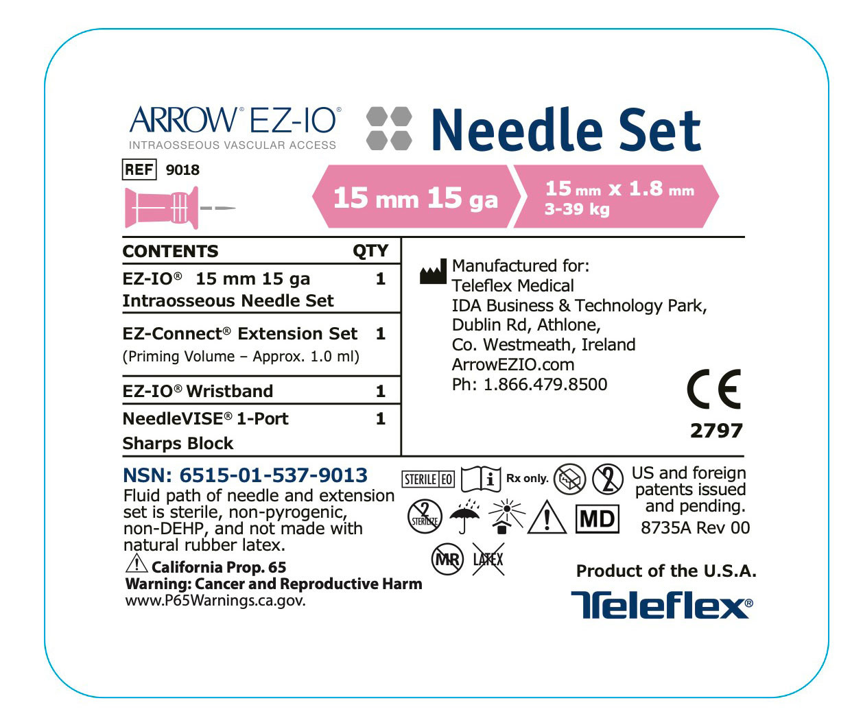 EZ-IO Pediatric Needle - 15mm - Label